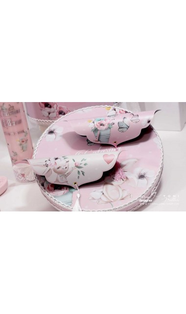 Trusou cu fluturi si flori ideal pentru un botez primavara Pink Spring 29